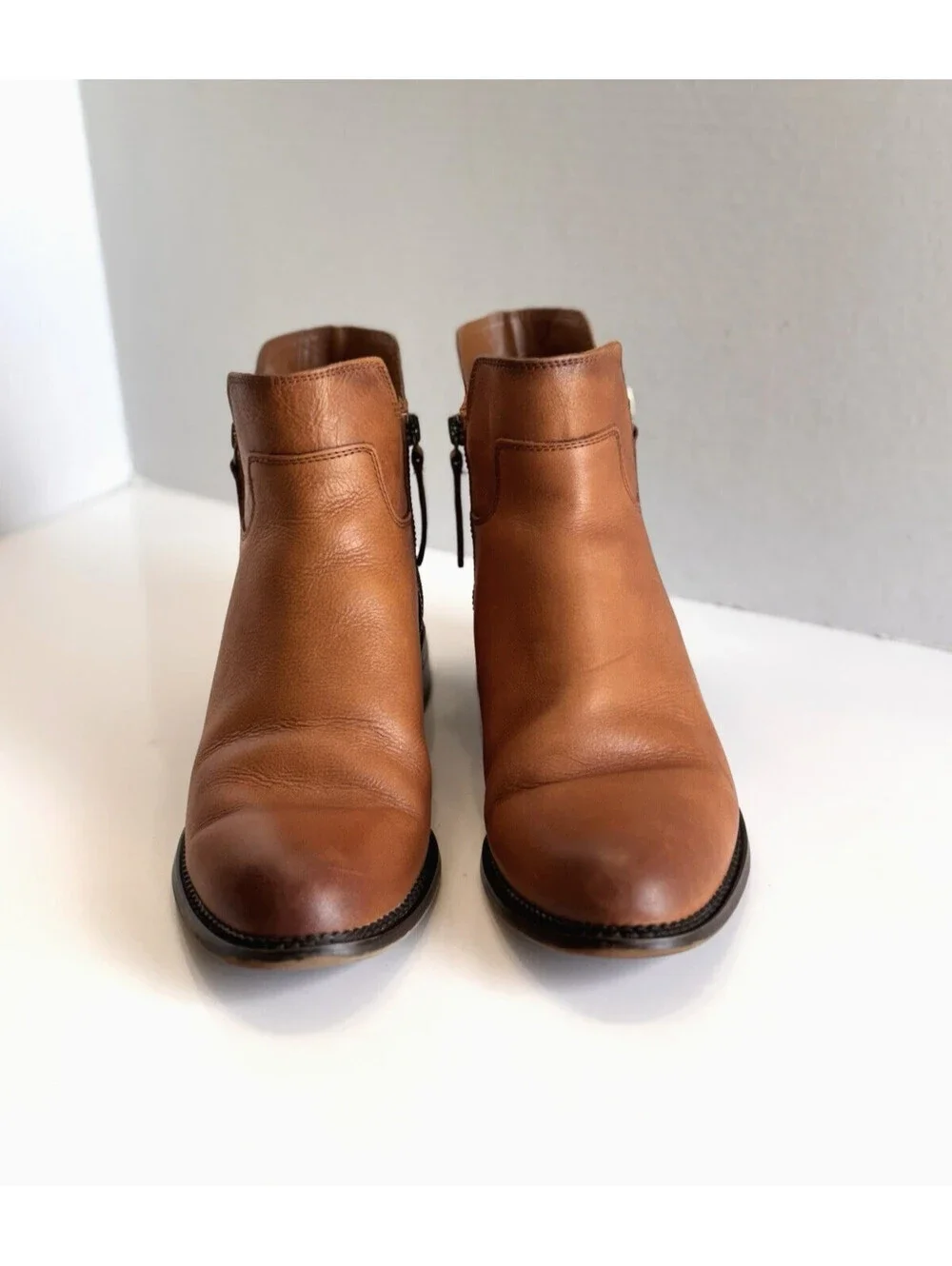 Franco Sarto Halford Womens Brown Leather Comfort Casual Ankle Booties Size 9.5M